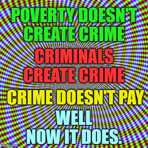 What's Your Opinion? | POVERTY DOESN'T CREATE CRIME; CRIMINALS CREATE CRIME; CRIME DOESN'T PAY; WELL NOW IT DOES. | image tagged in memes,politics,poverty,not,criminals,crime | made w/ Imgflip meme maker