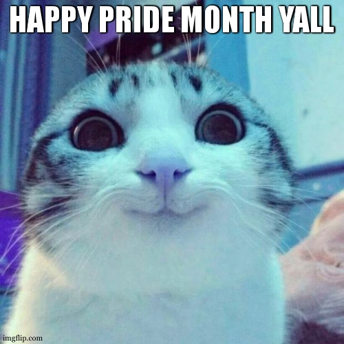 Smiling Cat Meme | HAPPY PRIDE MONTH YALL | image tagged in memes,smiling cat | made w/ Imgflip meme maker