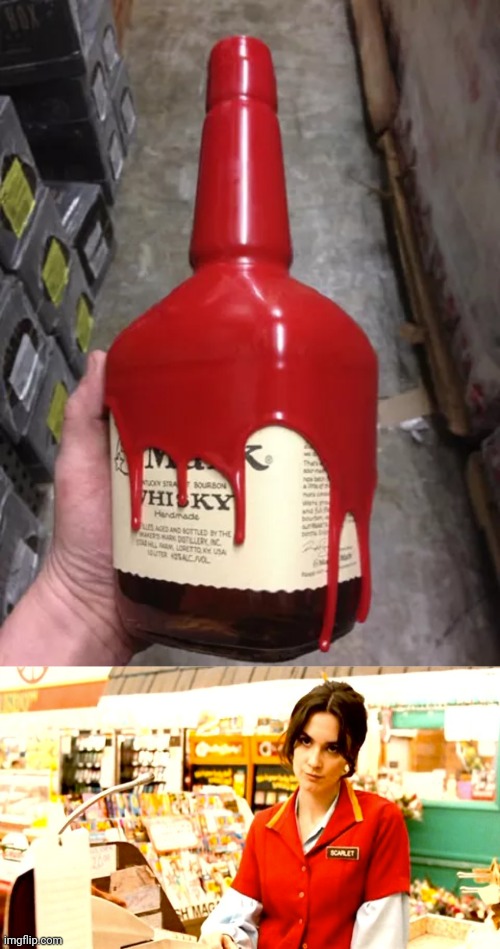 Bottle fail | image tagged in angry store clerk,whiskey,bottle,you had one job,memes,design fails | made w/ Imgflip meme maker