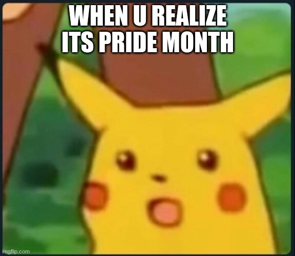 :0 is pride month | WHEN U REALIZE ITS PRIDE MONTH | image tagged in surprised pikachu | made w/ Imgflip meme maker