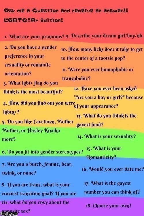 Guys I’m bored, ask me anything :^ | image tagged in lgbtq questions | made w/ Imgflip meme maker