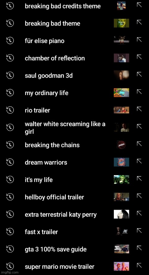 youtube search history reveal | made w/ Imgflip meme maker