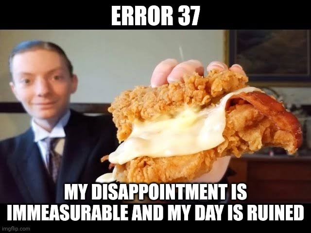 ERROR 37; MY DISAPPOINTMENT IS IMMEASURABLE AND MY DAY IS RUINED | made w/ Imgflip meme maker