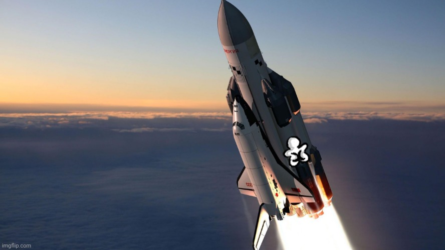 Uh oh, Goober hitched a ride on a small test rocket to the Fractured Planet! | image tagged in rocketship,i dunno if this is canon or not | made w/ Imgflip meme maker