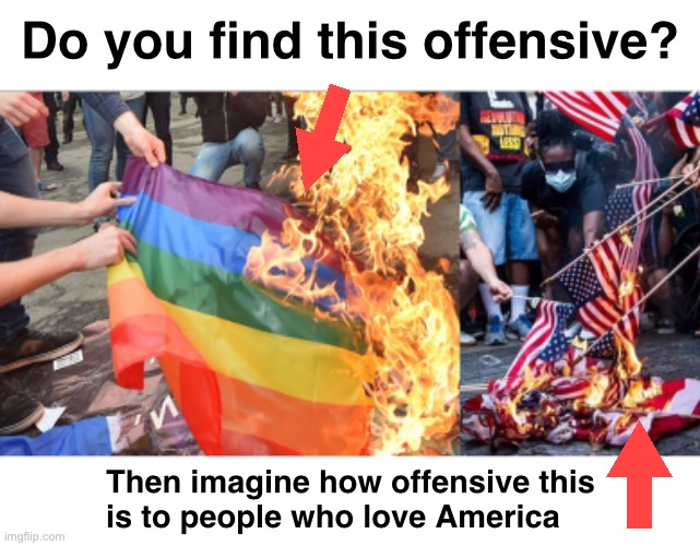 Chicken and egg | Do you find this offensive? Then imagine how offensive this 
is to people who love America | image tagged in pride,american flag | made w/ Imgflip meme maker