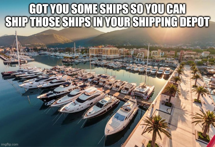 GOT YOU SOME SHIPS SO YOU CAN SHIP THOSE SHIPS IN YOUR SHIPPING DEPOT | made w/ Imgflip meme maker