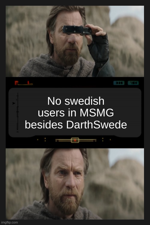 Obi-Wan Kenobi sees | No swedish users in MSMG besides DarthSwede | made w/ Imgflip meme maker