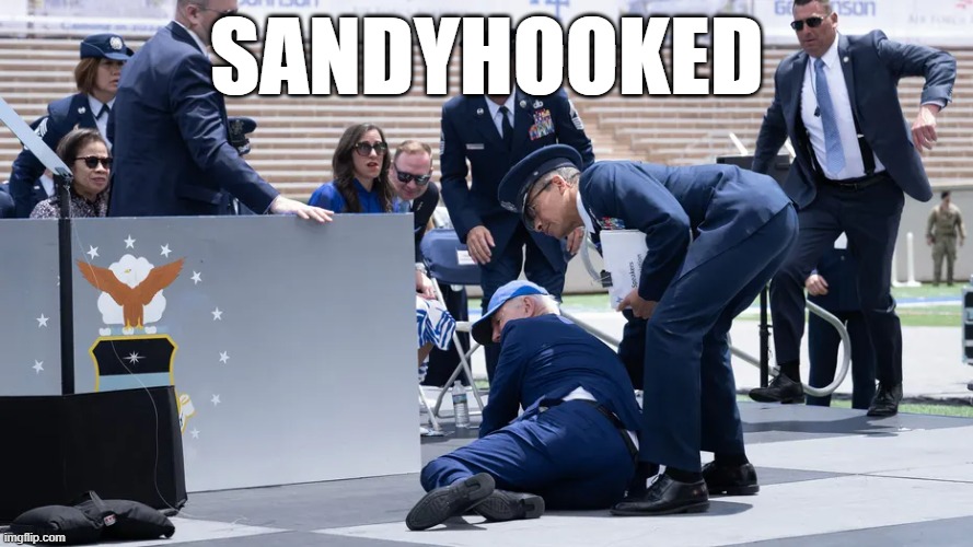 POTUS sandyhooked | SANDYHOOKED | image tagged in potus,joe biden,president_joe_biden,fall,25th amendment | made w/ Imgflip meme maker