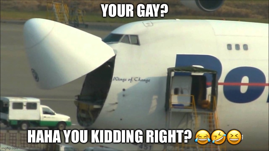 Laugh out loud | YOUR GAY? HAHA YOU KIDDING RIGHT? 😂🤣😆 | image tagged in 747 | made w/ Imgflip meme maker