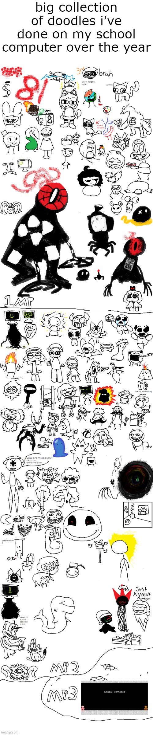 big collection of doodles i've done on my school computer over the year | made w/ Imgflip meme maker