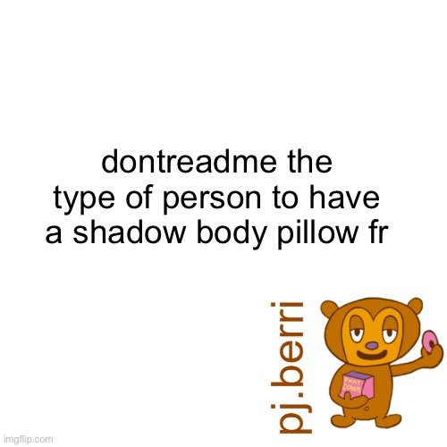 new | dontreadme the type of person to have a shadow body pillow fr | image tagged in new | made w/ Imgflip meme maker