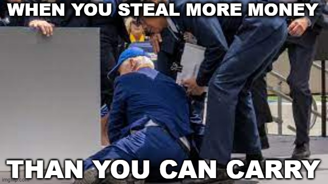 WHEN YOU STEAL MORE MONEY; THAN YOU CAN CARRY | made w/ Imgflip meme maker