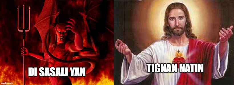 Jesus and devil Blank Meme Template