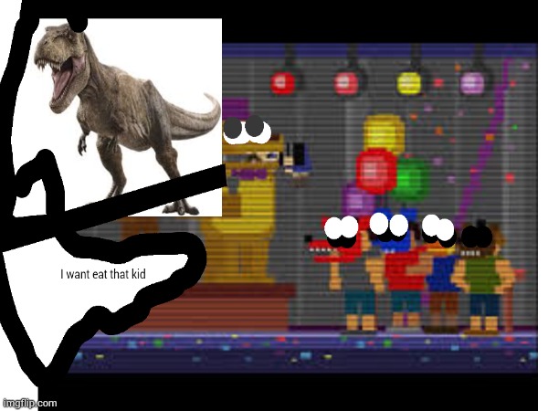t rexy the time traveller of fnaf | image tagged in dinosaur,time travel,fnaf | made w/ Imgflip meme maker