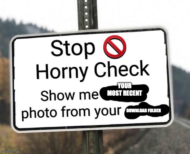 Horny check | YOUR MOST RECENT; DOWNLOAD FOLDER | image tagged in horny check | made w/ Imgflip meme maker