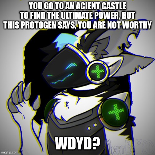 YOU GO TO AN ACIENT CASTLE TO FIND THE ULTIMATE POWER, BUT THIS PROTOGEN SAYS, YOU ARE NOT WORTHY; WDYD? | made w/ Imgflip meme maker