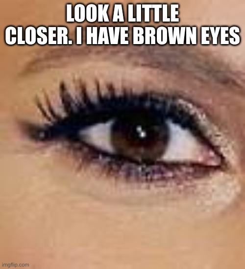 LOOK A LITTLE CLOSER. I HAVE BROWN EYES | made w/ Imgflip meme maker