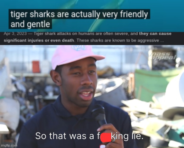 ah yes, an animal that's known to kill people and eats unexploded munitions for lunch is "gentle" | image tagged in you had one job,so that was a f---ing lie,shark | made w/ Imgflip meme maker