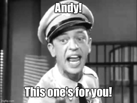 Barney Fife | Andy! This one’s for you! | image tagged in barney fife | made w/ Imgflip meme maker