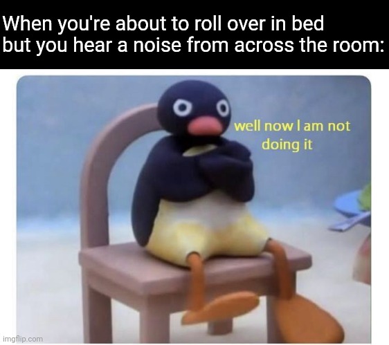 I just wanna roll over man | When you're about to roll over in bed but you hear a noise from across the room: | image tagged in well now i am not doing it,memes,funny,sleep,noise,ghosts | made w/ Imgflip meme maker