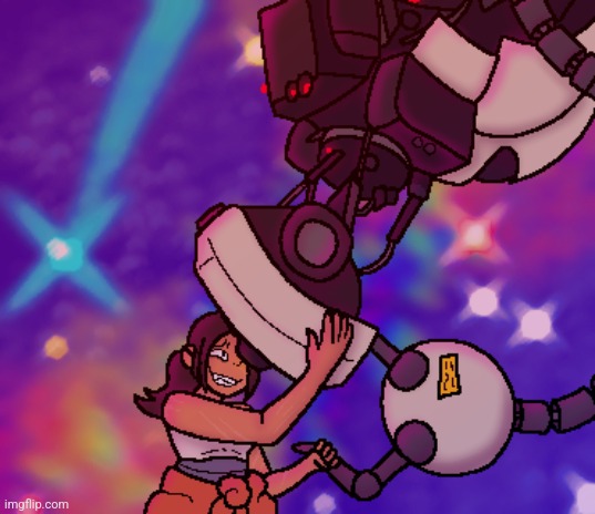 Happy pride month :3 | image tagged in my art,glados,chell,chelldos,portal,portal 2 | made w/ Imgflip meme maker
