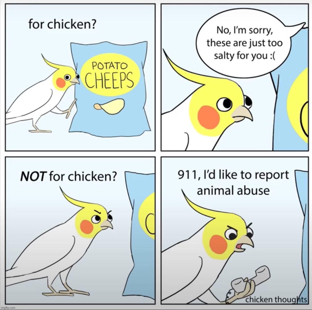 Birb comic: chips part 2 | image tagged in birb,comics | made w/ Imgflip meme maker