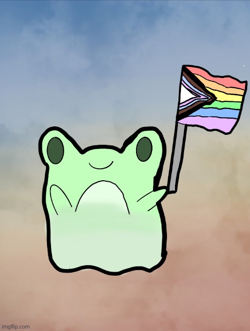 Gay frog-ghost-thing wishes u happy pride month! | image tagged in gay pride | made w/ Imgflip meme maker