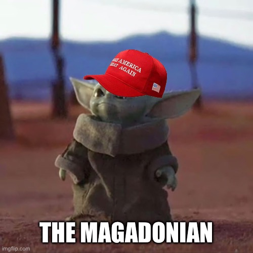 Baby Yoda | THE MAGADONIAN | image tagged in baby yoda | made w/ Imgflip meme maker