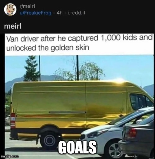 Golden van | GOALS | image tagged in van,kidnap,golden,skin | made w/ Imgflip meme maker