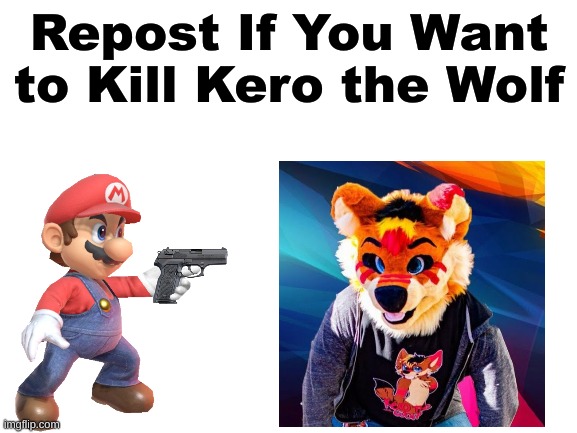 The True Chad that Hates Kero the Wolf | Repost If You Want to Kill Kero the Wolf | image tagged in blank white template,repost,kill | made w/ Imgflip meme maker