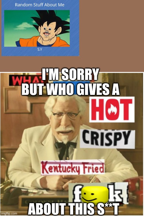 No body | I'M SORRY BUT WHO GIVES A; ABOUT THIS S**T | image tagged in what in the hot crispy kentucky fried frick censored | made w/ Imgflip meme maker