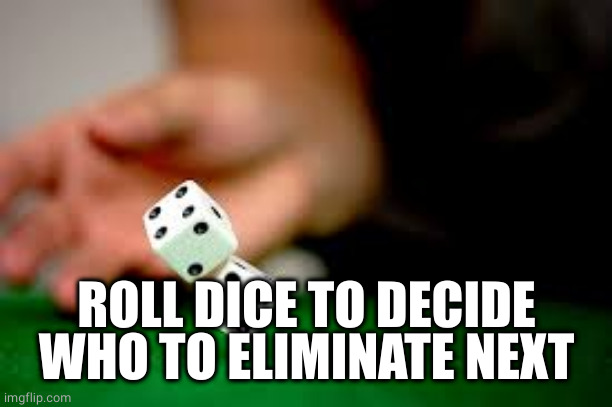 Rolling Dice | ROLL DICE TO DECIDE WHO TO ELIMINATE NEXT | image tagged in rolling dice | made w/ Imgflip meme maker