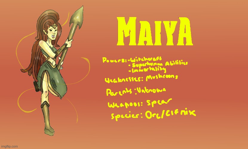 My fantasy OC: Maiya! Lmk what you think :) | image tagged in characters | made w/ Imgflip meme maker