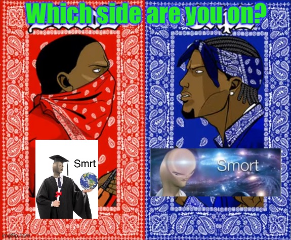 I’m on blue | Which side are you on? | image tagged in which side are you on,memes,funny,smrt,meme man smort | made w/ Imgflip meme maker