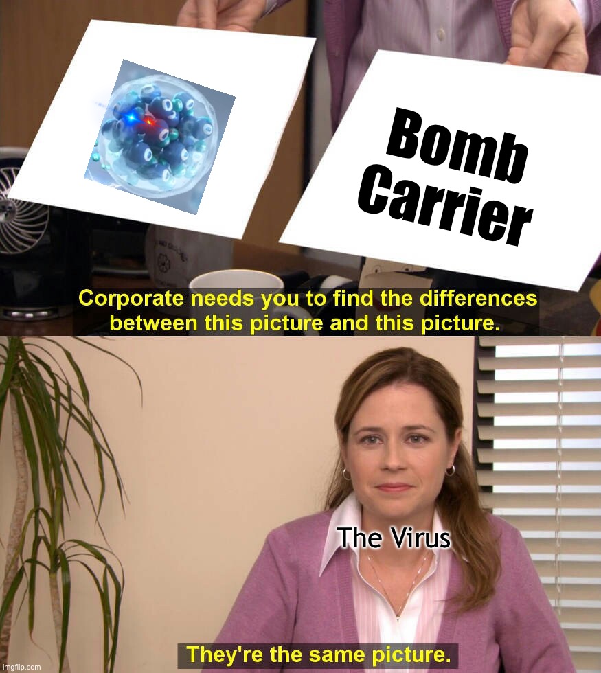 OH in the water | Bomb Carrier; The Virus | image tagged in they are the same picture | made w/ Imgflip meme maker