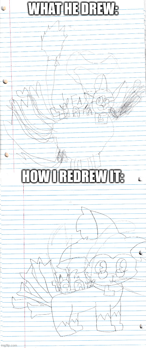WHAT HE DREW:; HOW I REDREW IT: | made w/ Imgflip meme maker