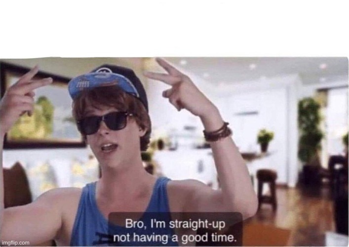 Bro I'm straight up not having a good time | image tagged in bro i'm straight up not having a good time | made w/ Imgflip meme maker
