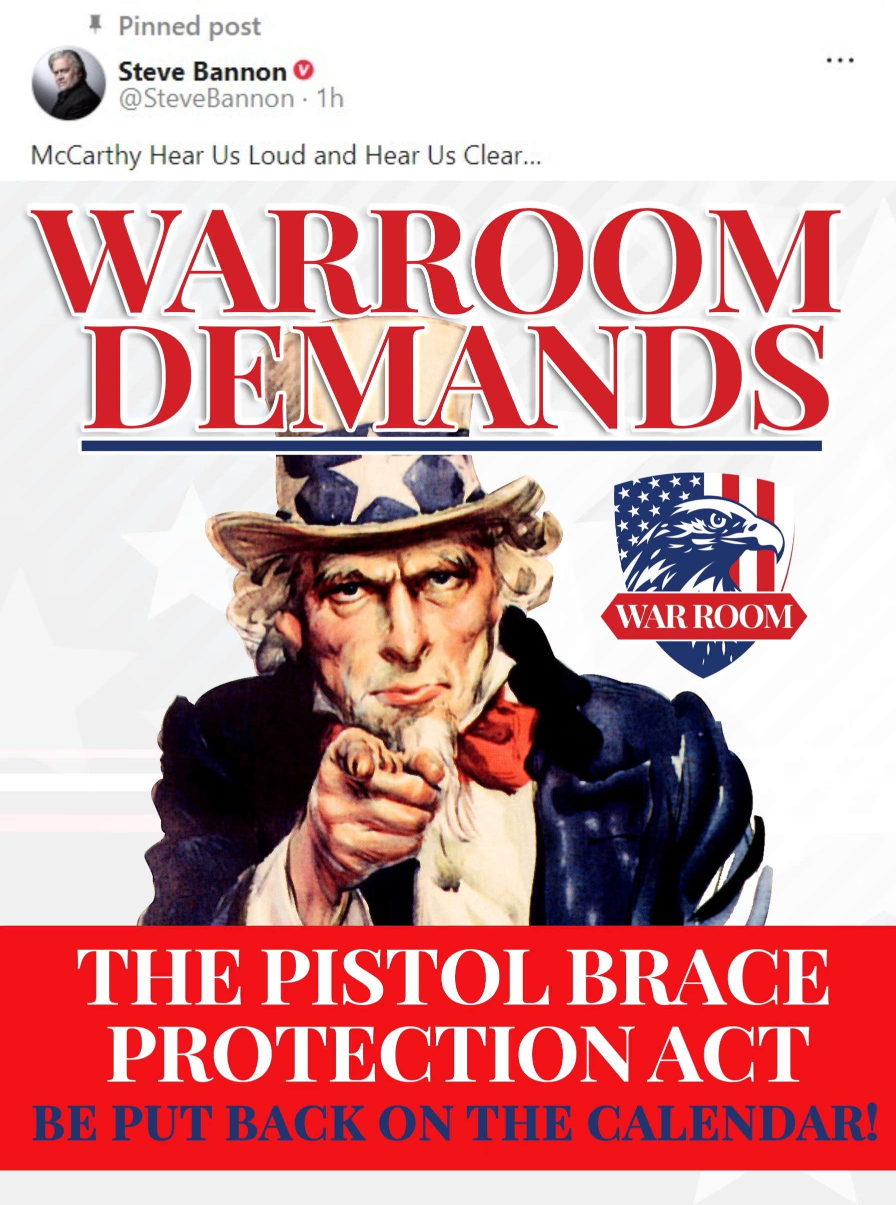 McCarthy Hear Us Loud and Hear Us Clear! | image tagged in steve bannon,warroom,kevin mccarthy,rino,uniparty,ultimatum | made w/ Imgflip meme maker