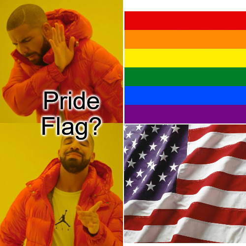 Pride Flag? | Pride Flag? | image tagged in memes,drake hotline bling | made w/ Imgflip meme maker