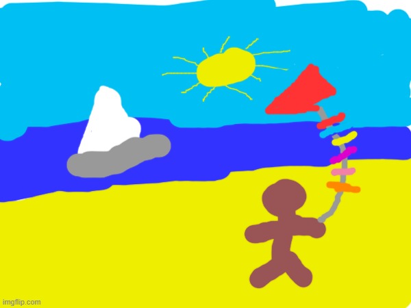 A beach | image tagged in beach,boat,sailboat,kite,drawings,sun | made w/ Imgflip meme maker