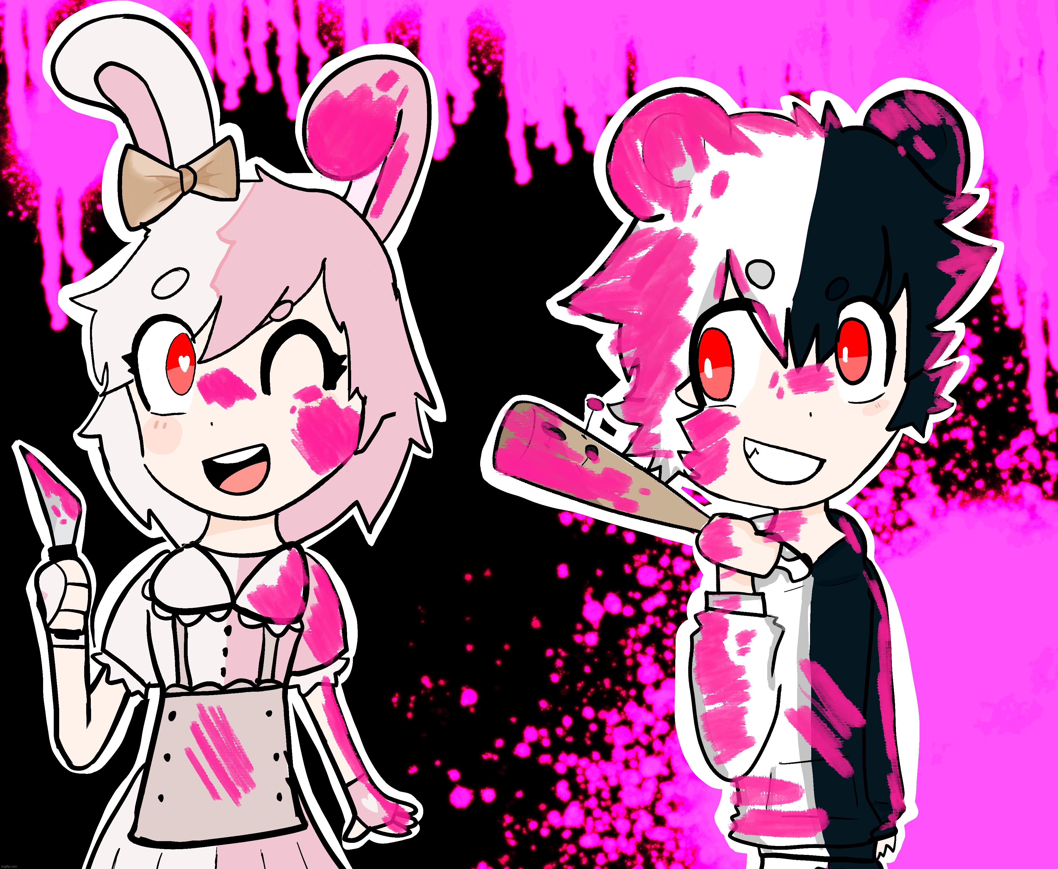 MONOKUMA AND MONOMI!!! They are so cool! Who should I draw next? They can be from v3 v2 or v1 | made w/ Imgflip meme maker