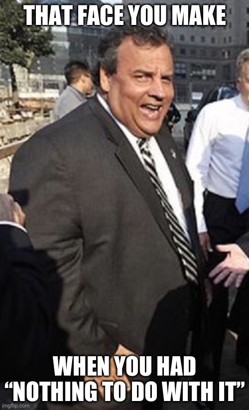 I Got a Bridge to Sell You | THAT FACE YOU MAKE; WHEN YOU HAD “NOTHING TO DO WITH IT” | image tagged in chris christie,memes,funny,bridgett,bridge | made w/ Imgflip meme maker