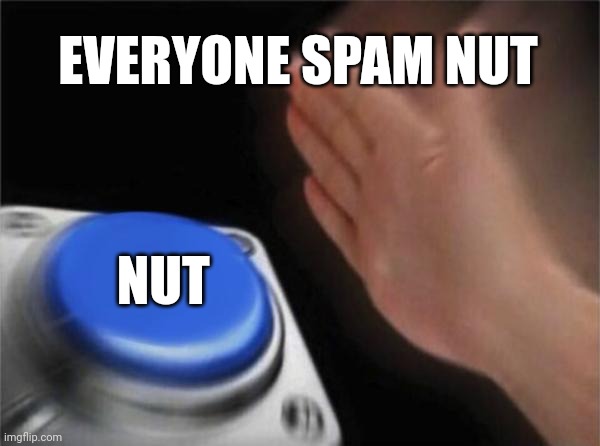 Blank Nut Button | EVERYONE SPAM NUT; NUT | image tagged in memes,blank nut button | made w/ Imgflip meme maker