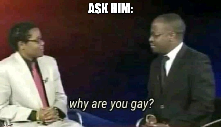 Why are you gay? | ASK HIM: | image tagged in why are you gay | made w/ Imgflip meme maker