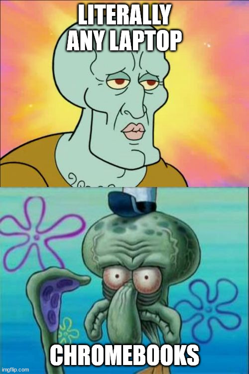 Squidward | LITERALLY ANY LAPTOP; CHROMEBOOKS | image tagged in memes,squidward | made w/ Imgflip meme maker