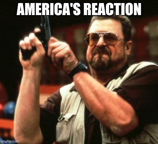 gun | AMERICA'S REACTION | image tagged in gun | made w/ Imgflip meme maker