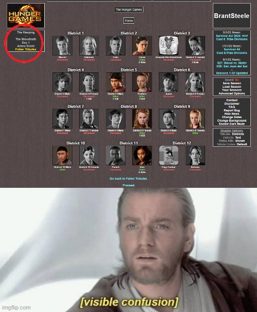 This Simulator literally took 5 seconds | image tagged in visible confusion,hunger games | made w/ Imgflip meme maker
