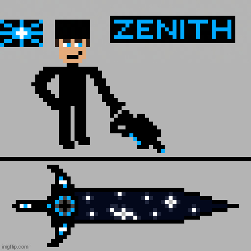 my fictional character Zenith and the Astrocosmosis sword, now done in pixel art form | image tagged in drawings,pixel art,yes | made w/ Imgflip meme maker