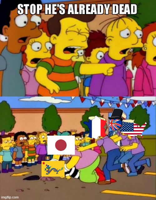 Death of the Dynasty | image tagged in stop he's already dead | made w/ Imgflip meme maker