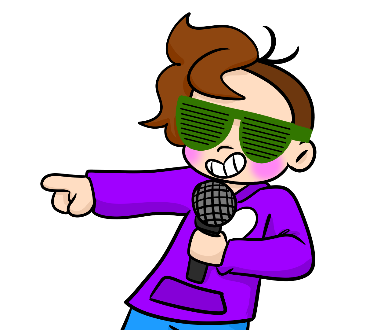 High Quality Gummy Pointing With Microphone and Sunglasses Blank Meme Template